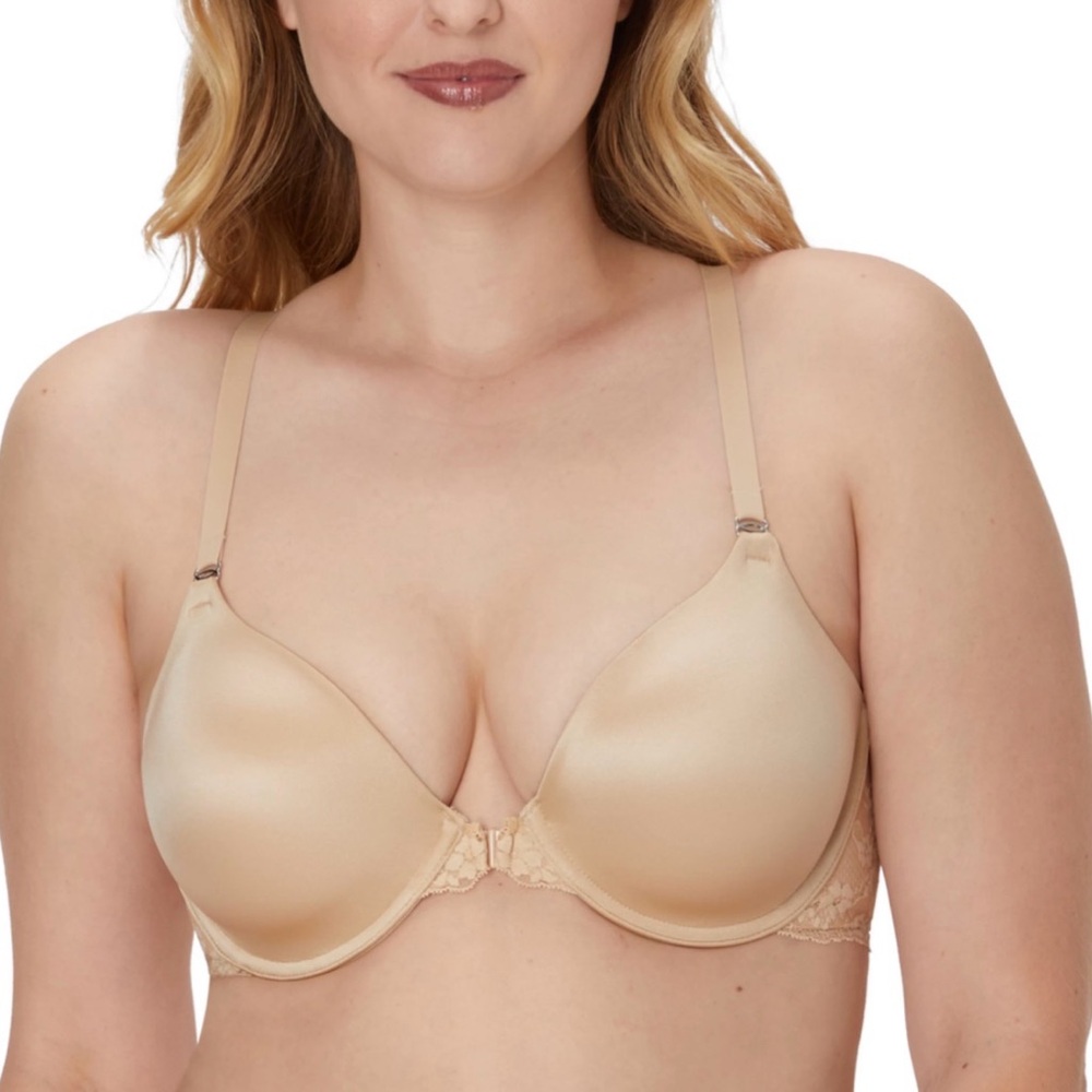 Maidenform Women's One Fab Fit Full Coverage Lace T-Back Bra 42C in Latte